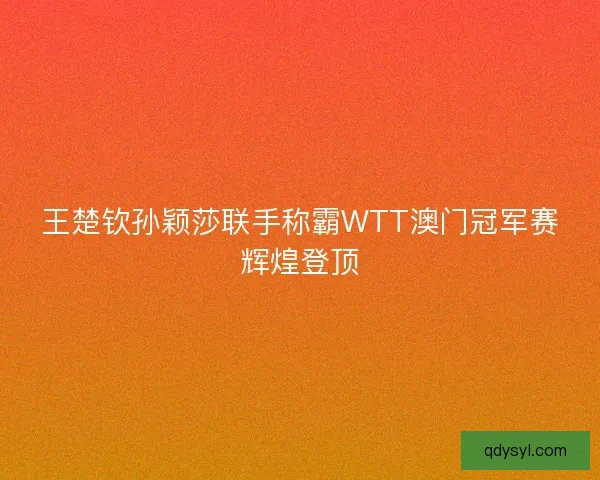 王楚钦孙颖莎联手称霸WTT澳门冠军赛辉煌登顶 王楚钦孙颖莎联手称霸WTT澳门冠军赛辉煌登顶